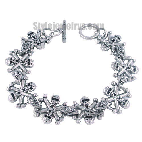 Stainless steel jewelry bracelet bone and skull link bracelet SJB380012 - Click Image to Close